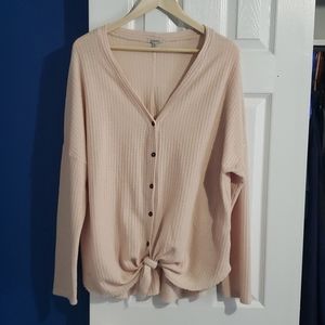 Jodifl 1X Waffle Knit Tie Long Sleeve